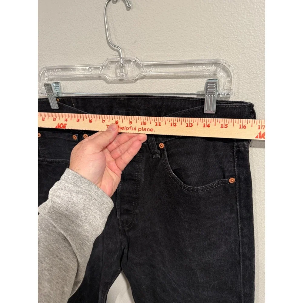 Levi's 501 Straight Jeans Men's 32x32 Black‎ Denim Cotton Dark Wash 5 Pocket